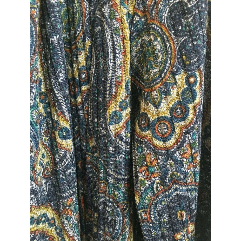 Susan Graver Printed Ribbed Sweater Knit Cardigan Open Front Fall Winter Medium - Picture 3 of 6